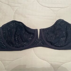 Free People Navy Lace Unlined Underwire Bra